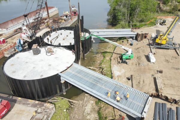 reinforced concrete bridge approaches connecting to the new marine barge dock in Ashland City, TN