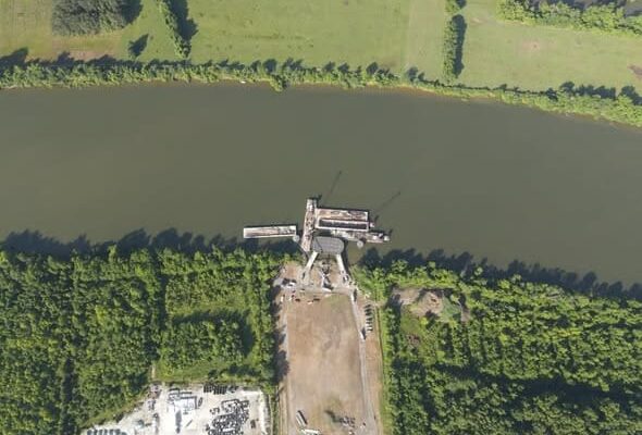 Ashland City River Port construction site along the Cumberland River in Tennessee
